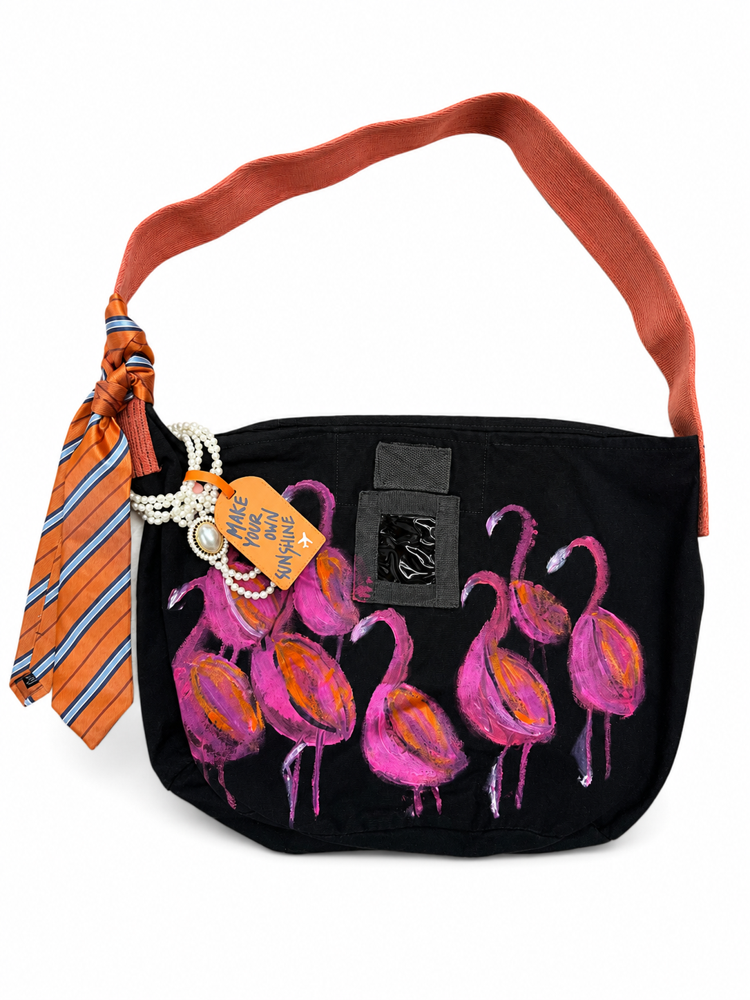 Upcycled Oversized Flamingo Crossbody