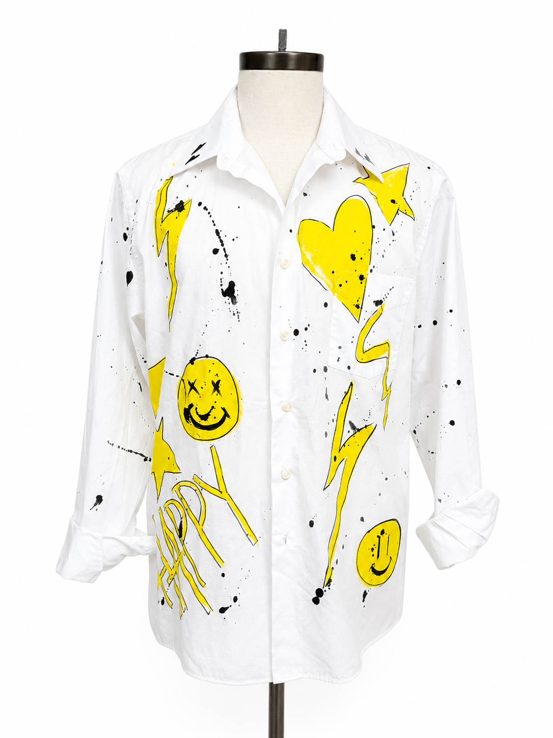 White Button Up- Happy