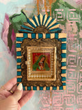 Turquoise Sunburst Guadalupe Nicho | Handmade Mexican Folk Art