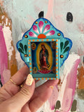 Mini Turquoise Our Lady of Guadalupe Nicho | Handmade Mexican Folk Art