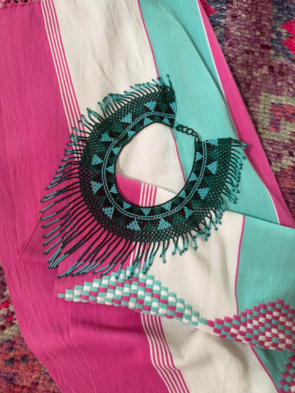 The Verde Azul Beaded Collar