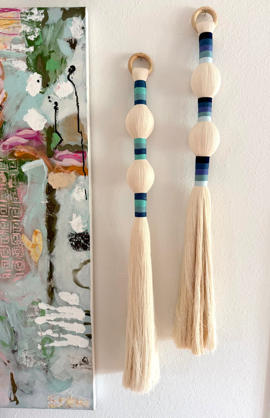 Blue Ombre Fiber Wall Tassels | Handmade in San Miguel