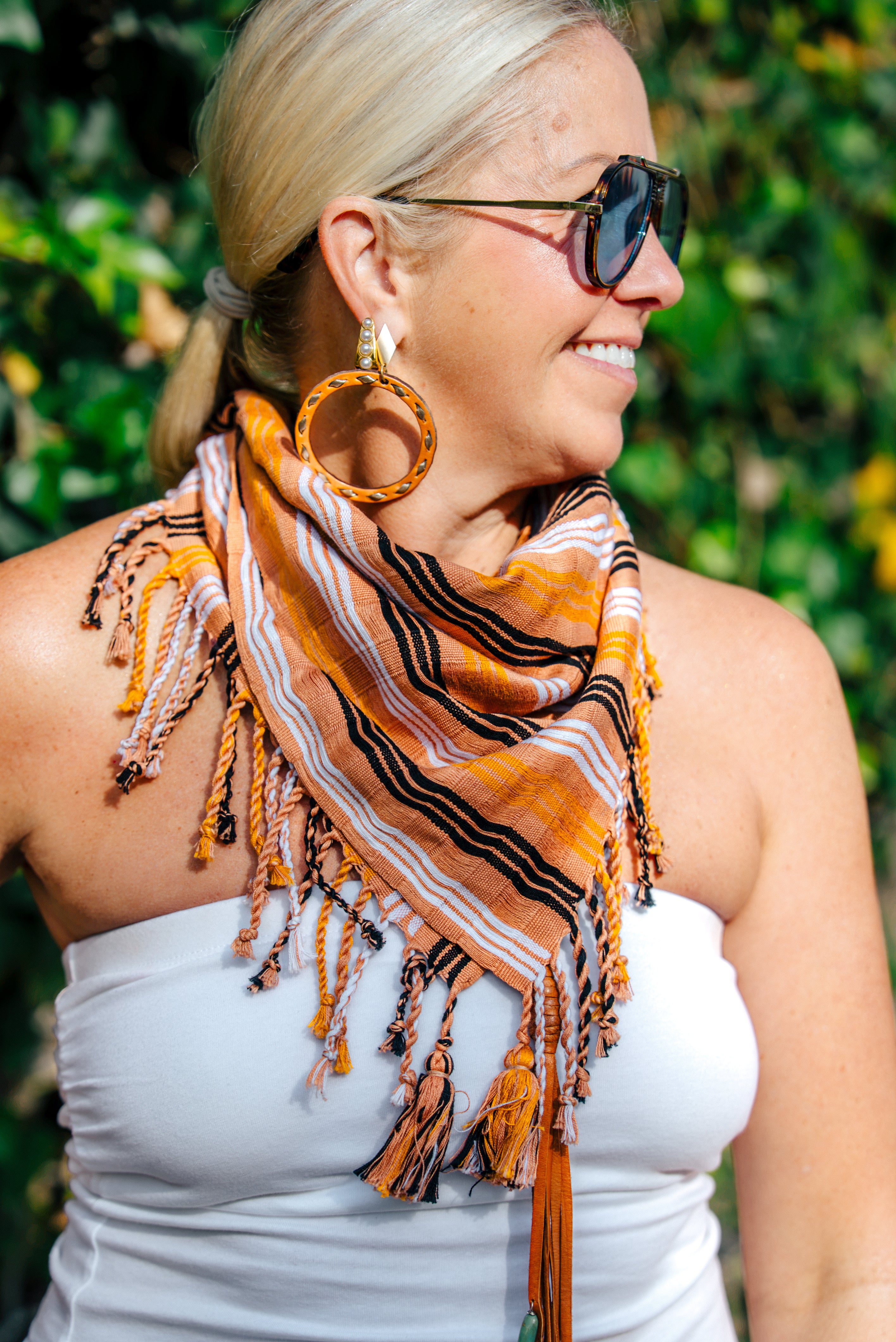 Handwoven Artisan Scarf | Terracotta, Marigold & Black
