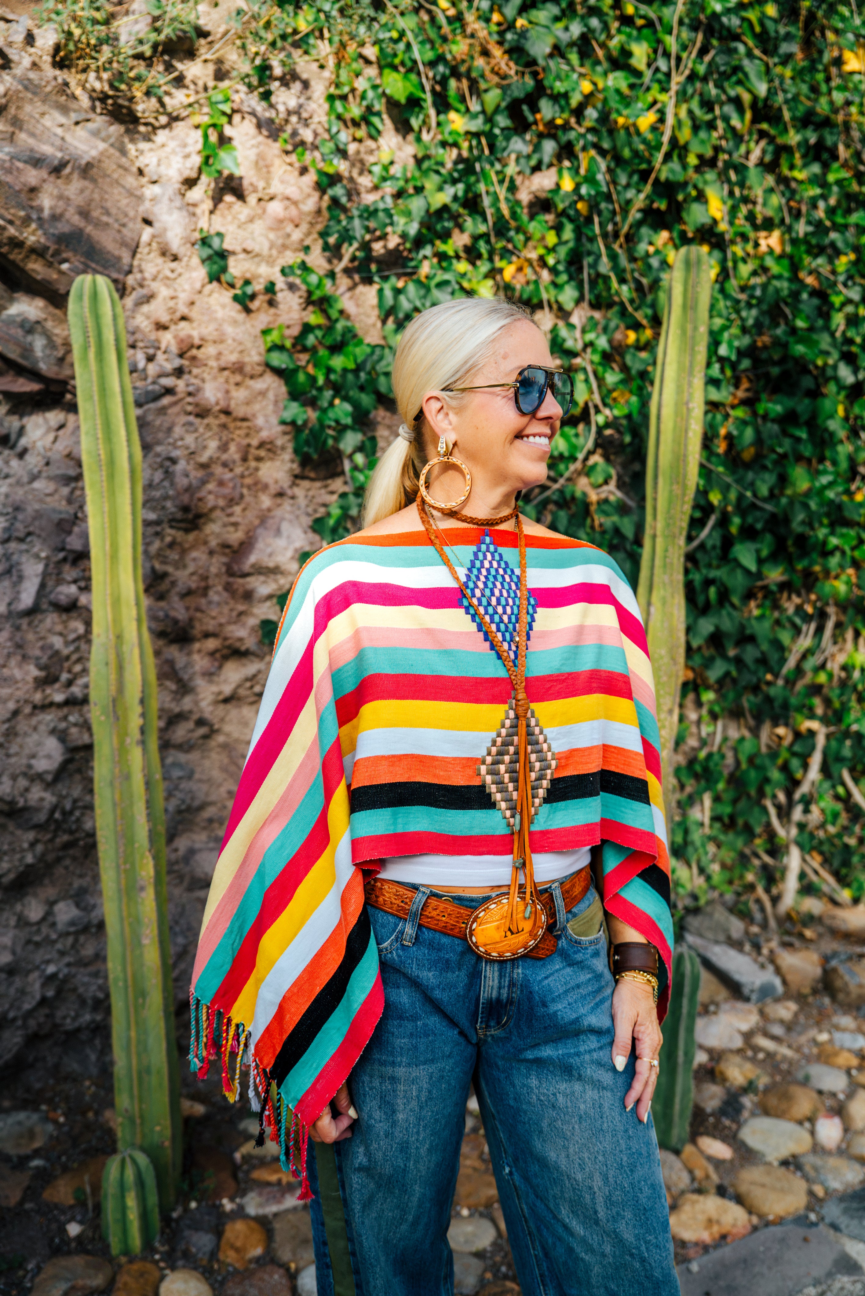 Handwoven Striped Poncho | Fiesta Multi