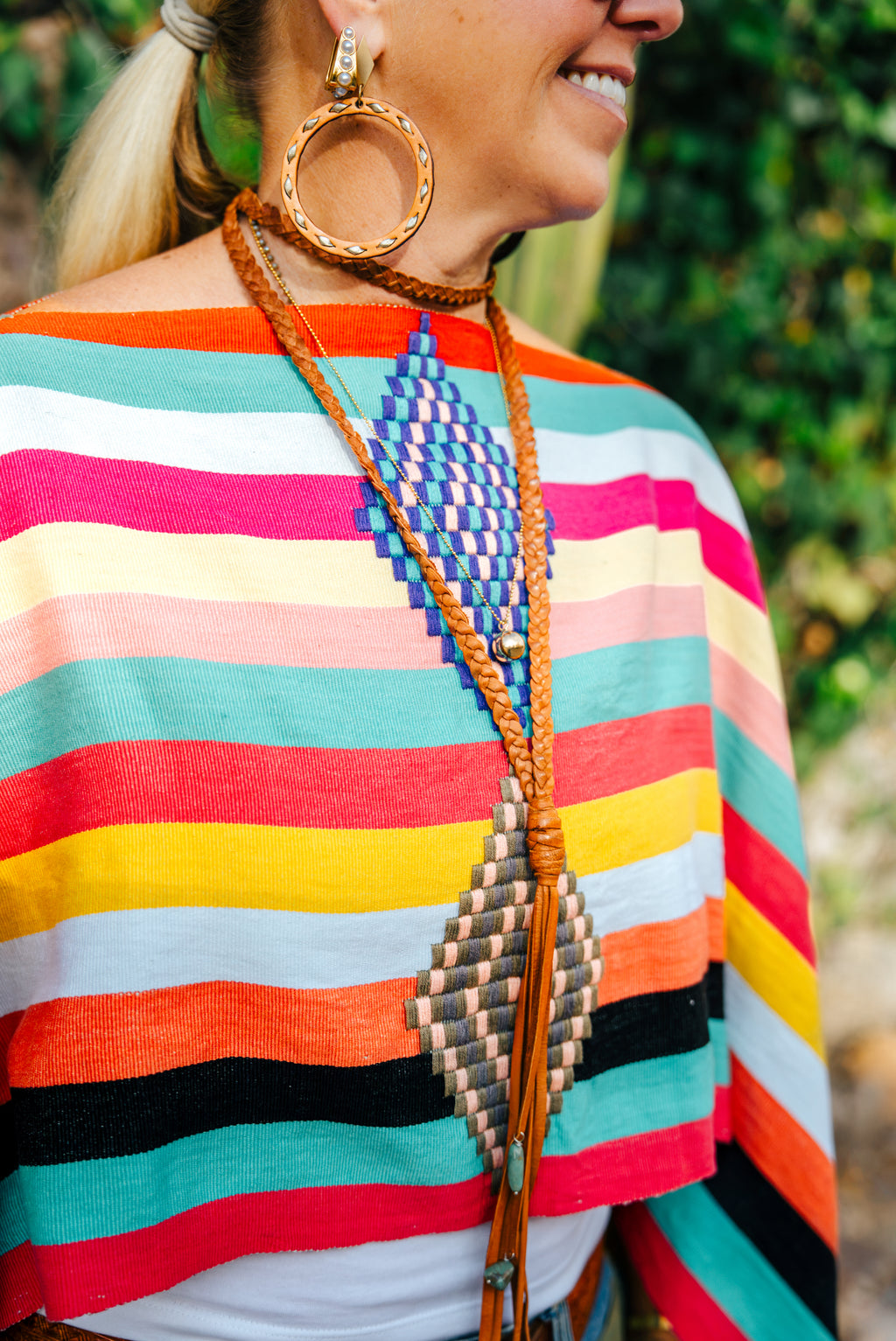 Handwoven Striped Poncho | Fiesta Multi