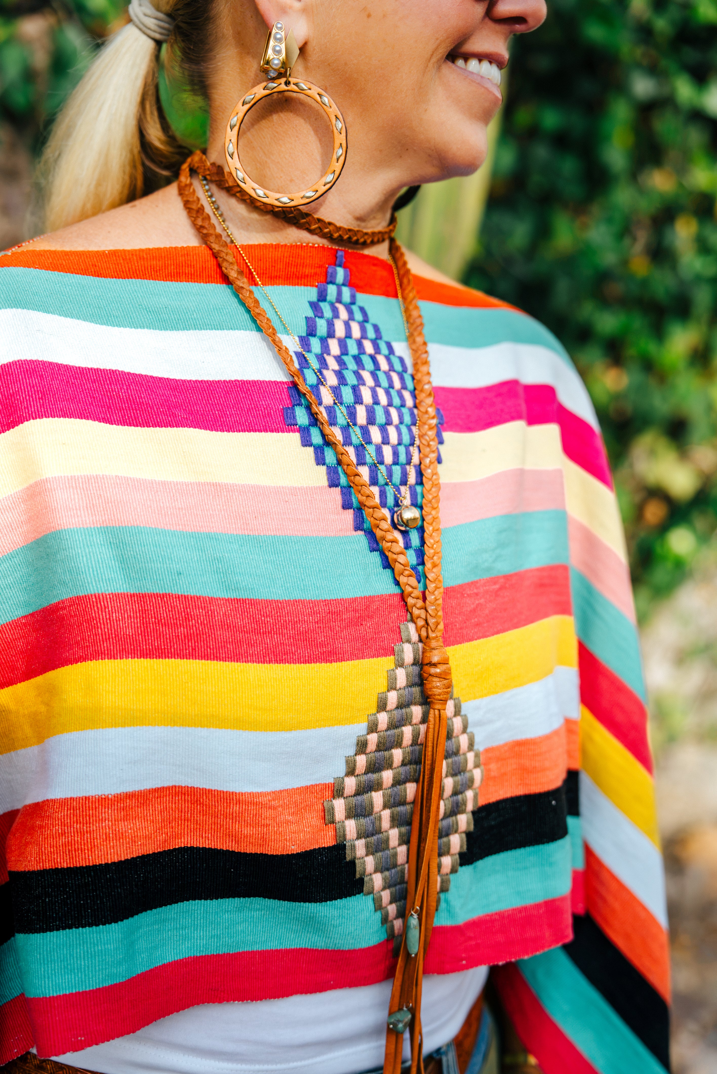 Handwoven Striped Poncho | Fiesta Multi