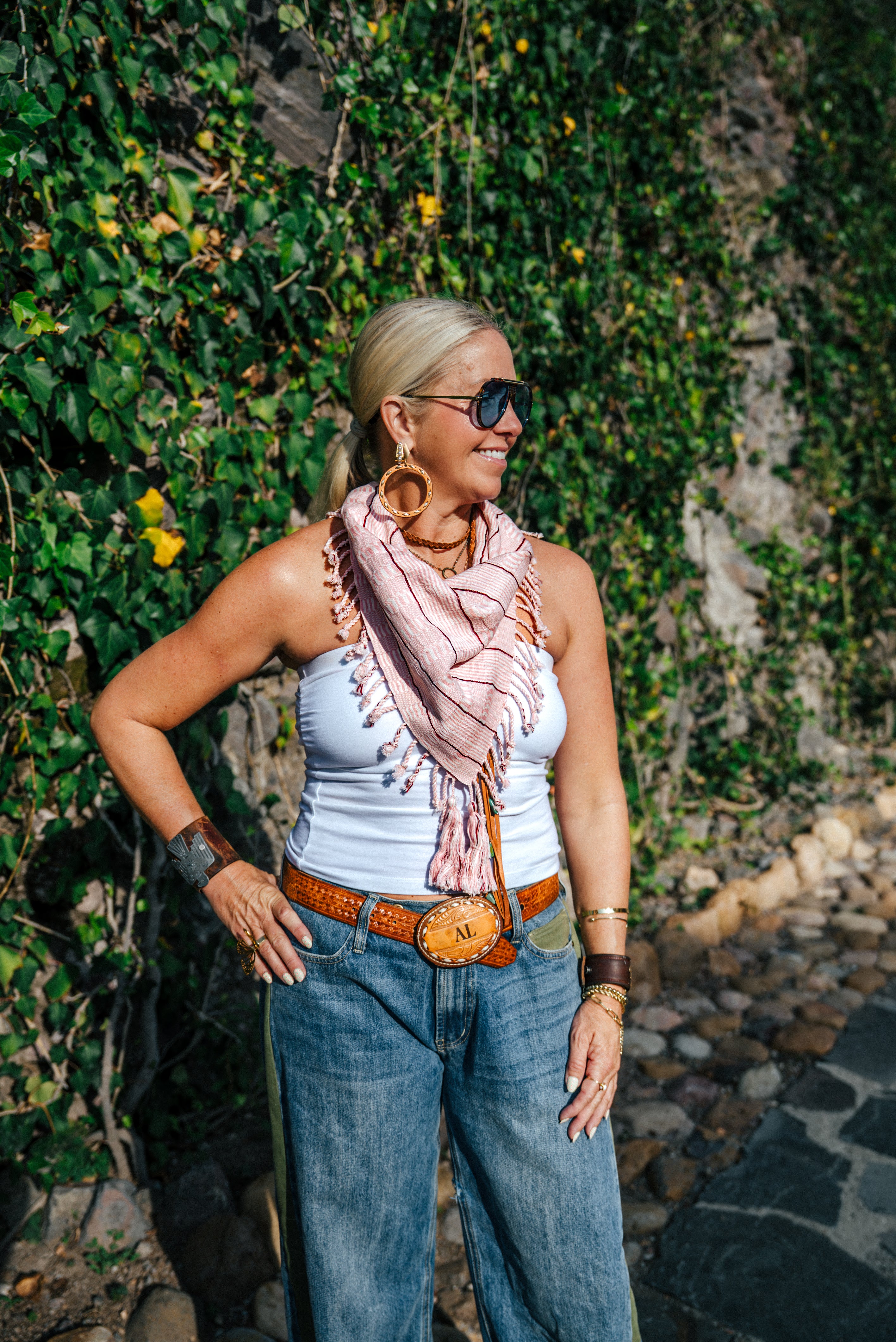 Handwoven Artisan Scarf | Blush Pink & Ivory