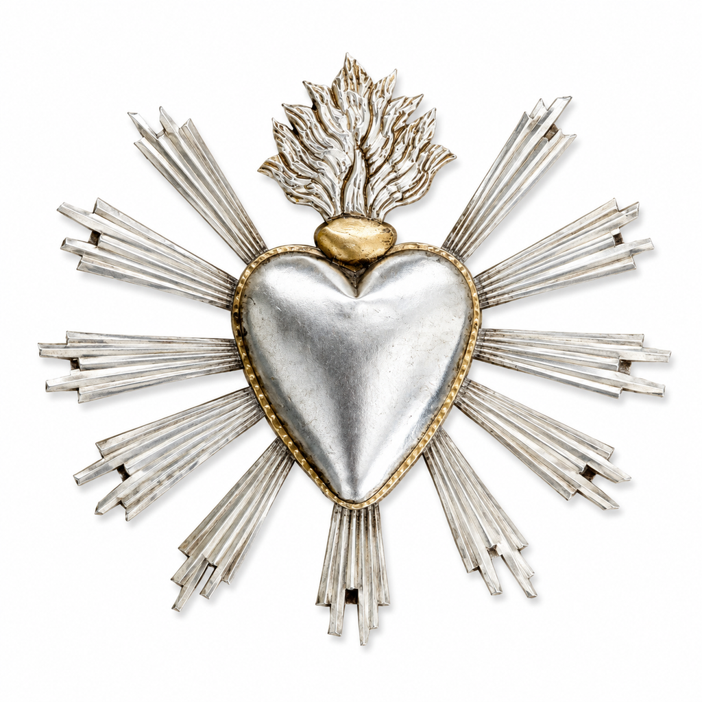 Silver Corazón Radiante | Handmade Metal Art